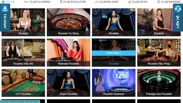 Bước 2: Chọn Roulette ở sảnh Casino trực tuyến 