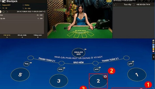 Bước 3: Tham gia đặt cược Blackjack tại W88