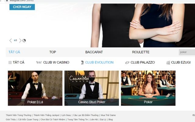 Poker nằm trong sảnh cược Club Evoulution