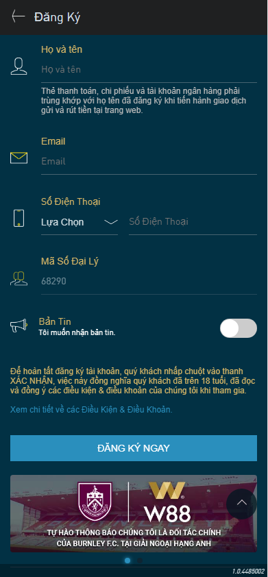 đăng ký tài khoản W88